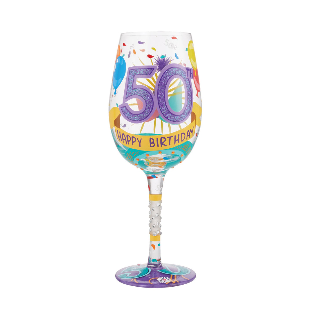 Happy 50th Birthday Wine Glass by Lolita