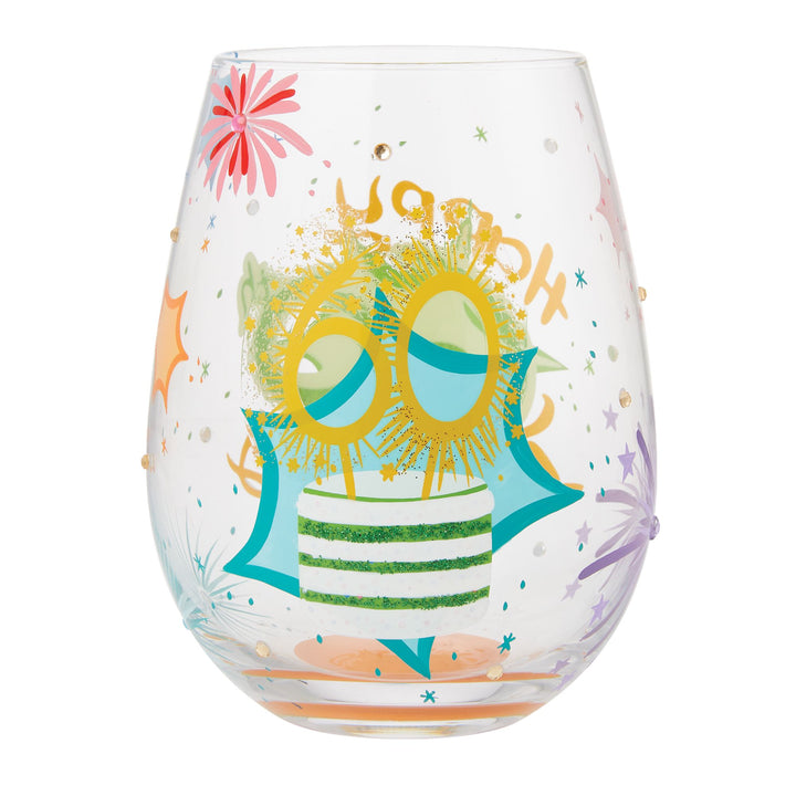 Happy 60th Birthday Stemless Wine Glass by Lolita